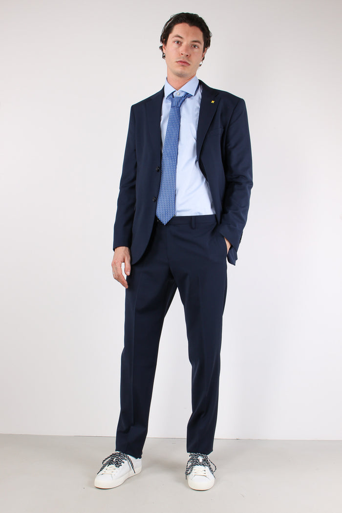 Abito Misto Lana Slim Blu-6