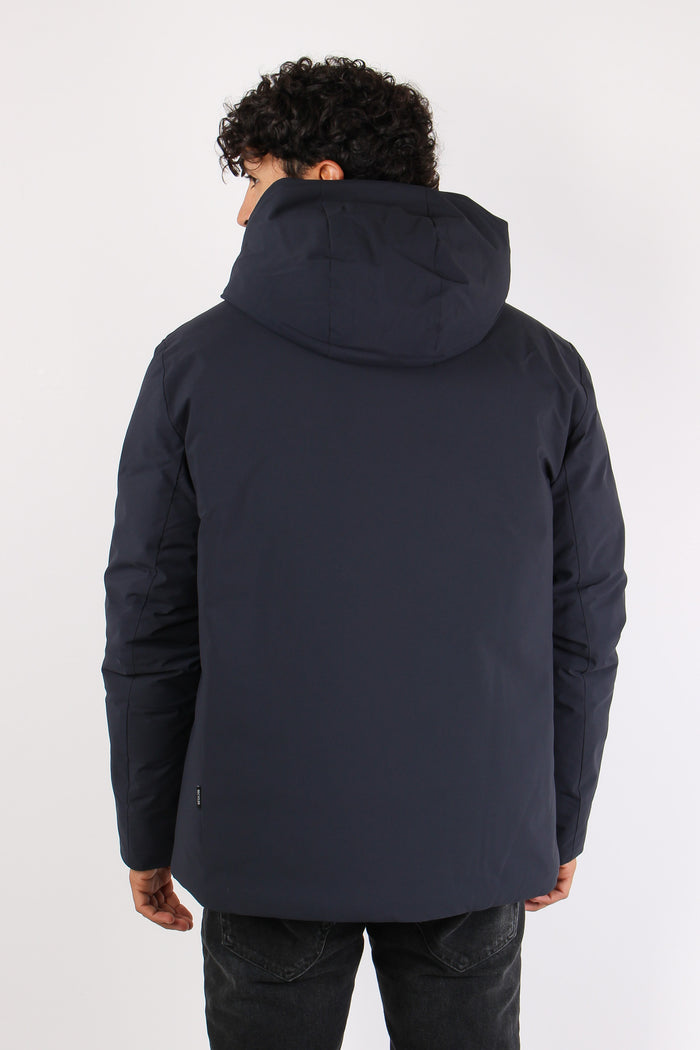 Obione Giubbotto Corto Tessuto Blue Black-5