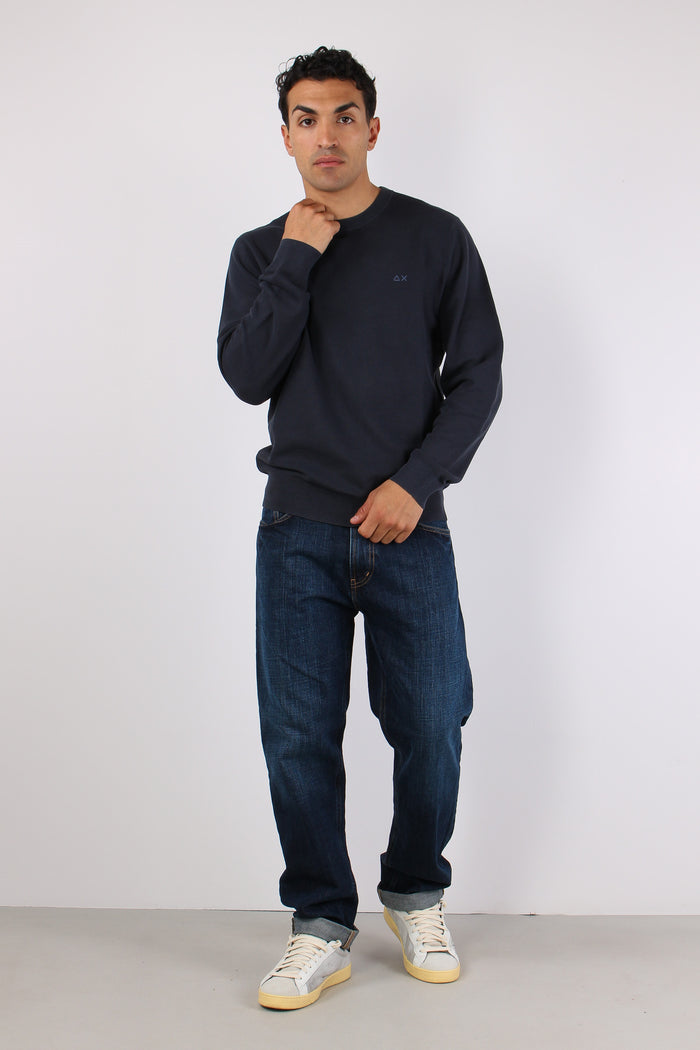 Maglia Girocollo Punto Riso Navy Blue-3