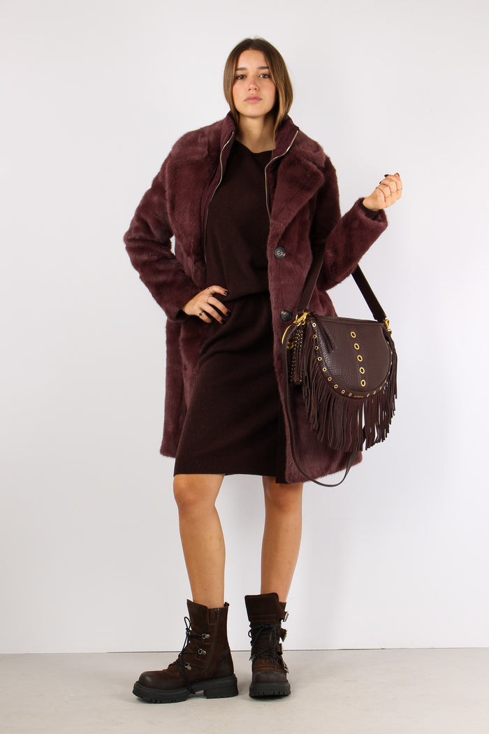 Ecopelliccia Bottoni Chocolate Bean