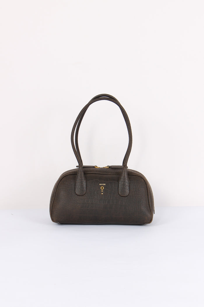 Baguette Stampa Cocco 2 Manici Dark Brown
