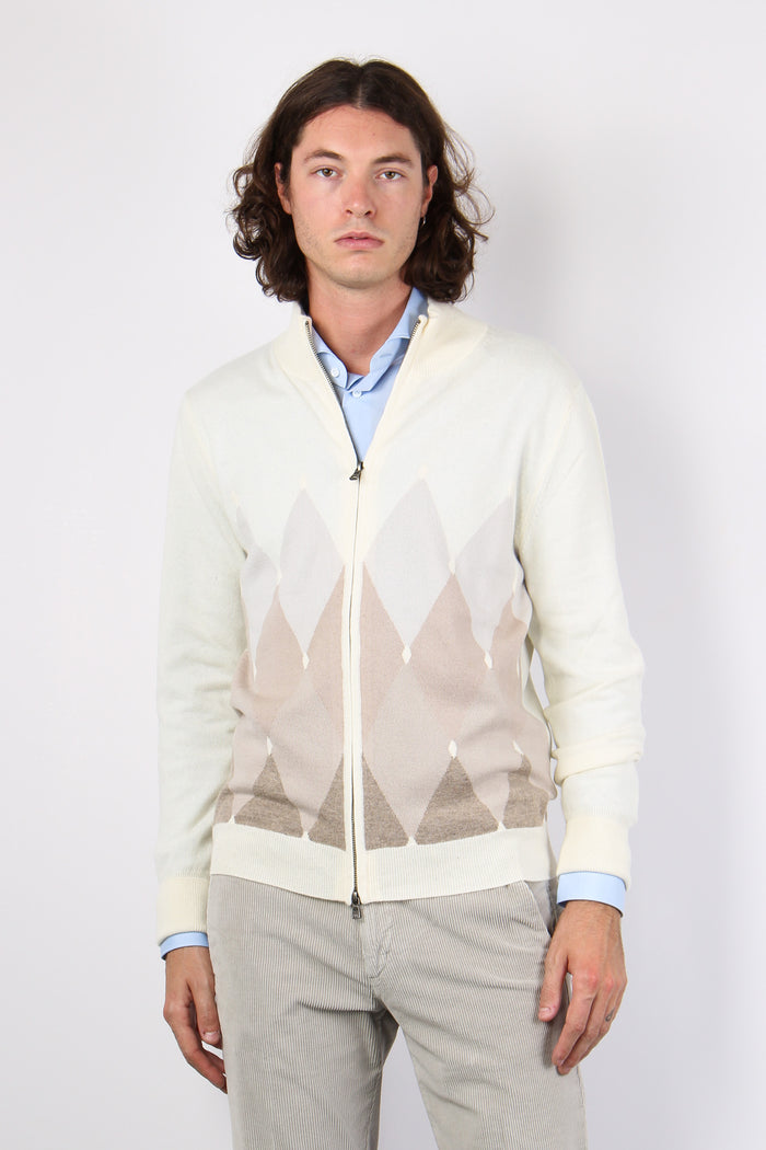 Cardigan Full Zip White/beige