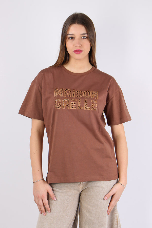 T-shirt Ricamo Maison Gaelle Moka