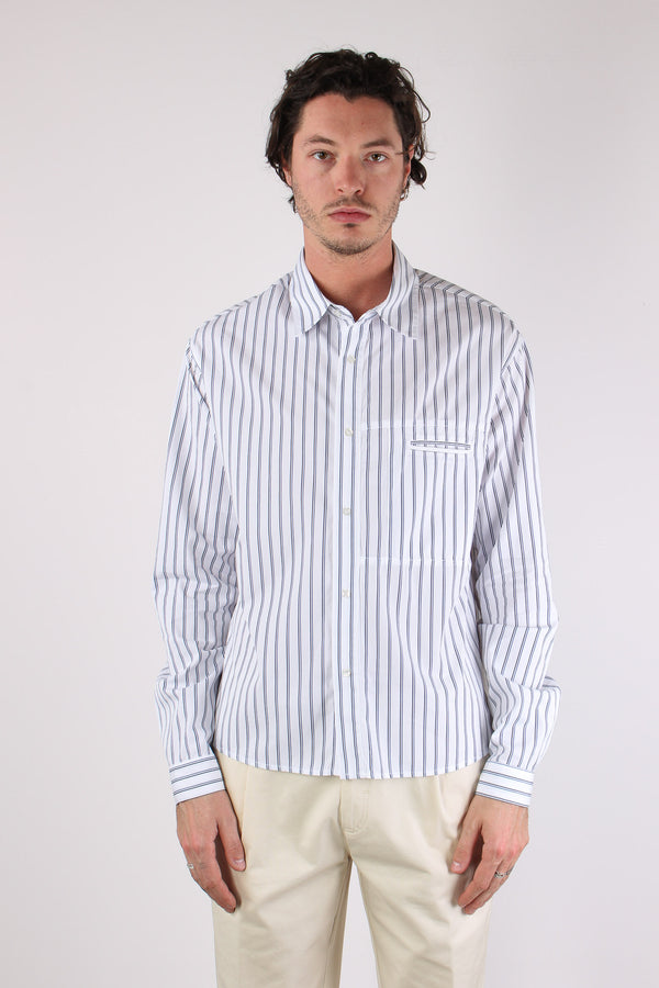 Barca Camicia Riga Tasca Blu/bianco