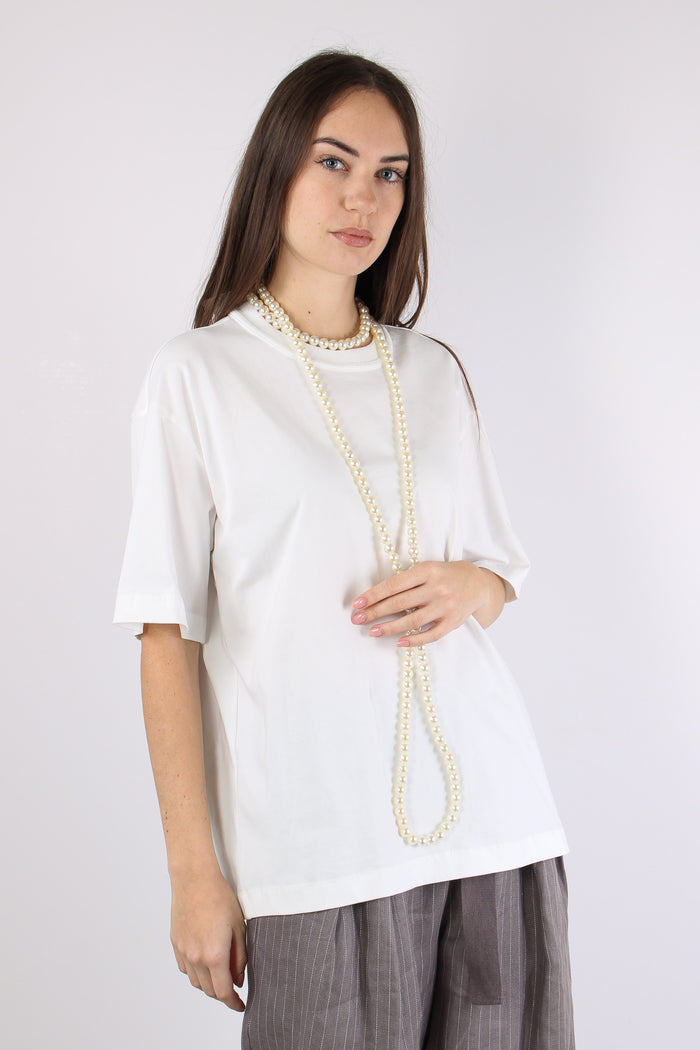T-shirt Over Collana Bianco-9