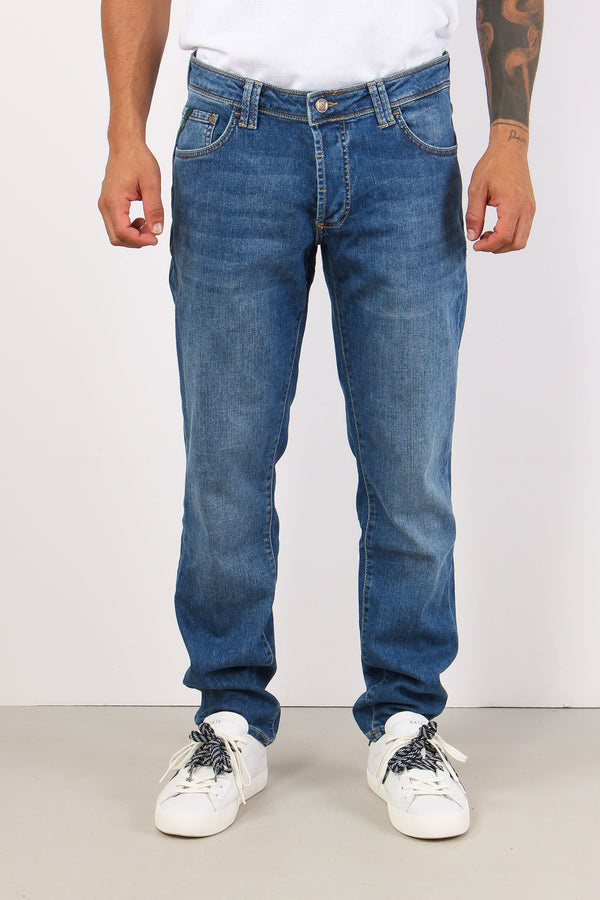 Denim Tapered Fondo Stretto Denim Medio-2
