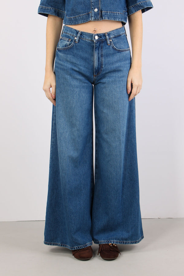 Jeans Flare Ampio Denim Scuro-2