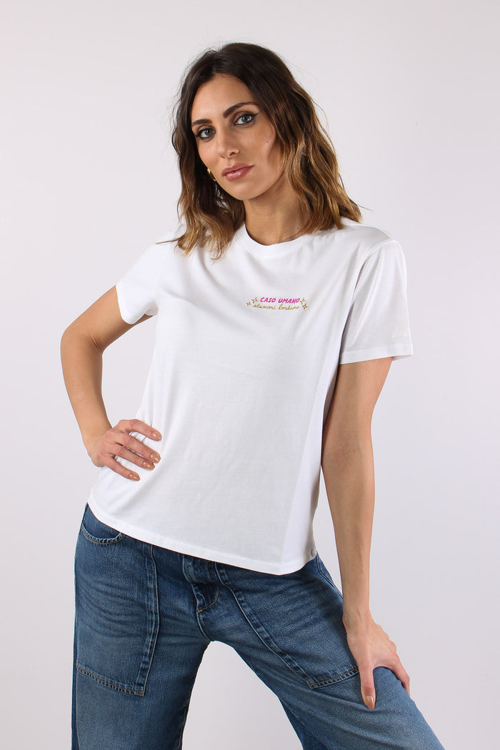 T-shirt Scritta Ricamo Caso Umano-2