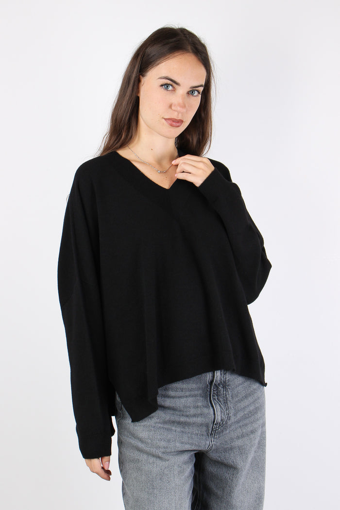 Maglia Scavo V Viscosa Nero-3