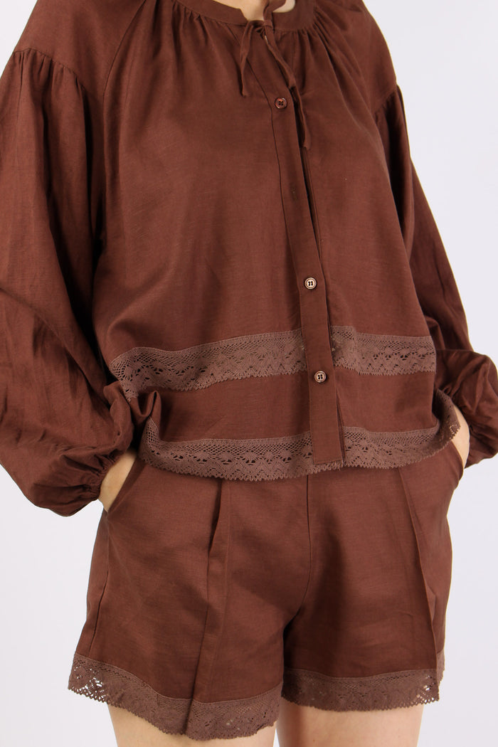 Camicia Kaftano Viscosa Lino Caffe-6