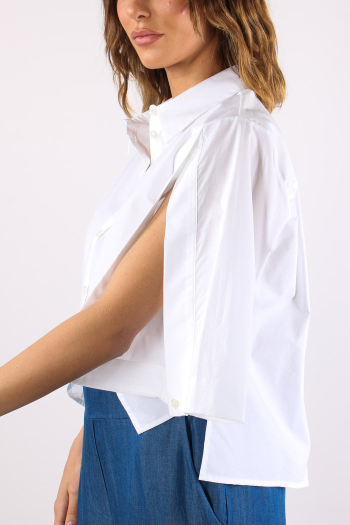 Camicia Apertura Manica Bianco-7