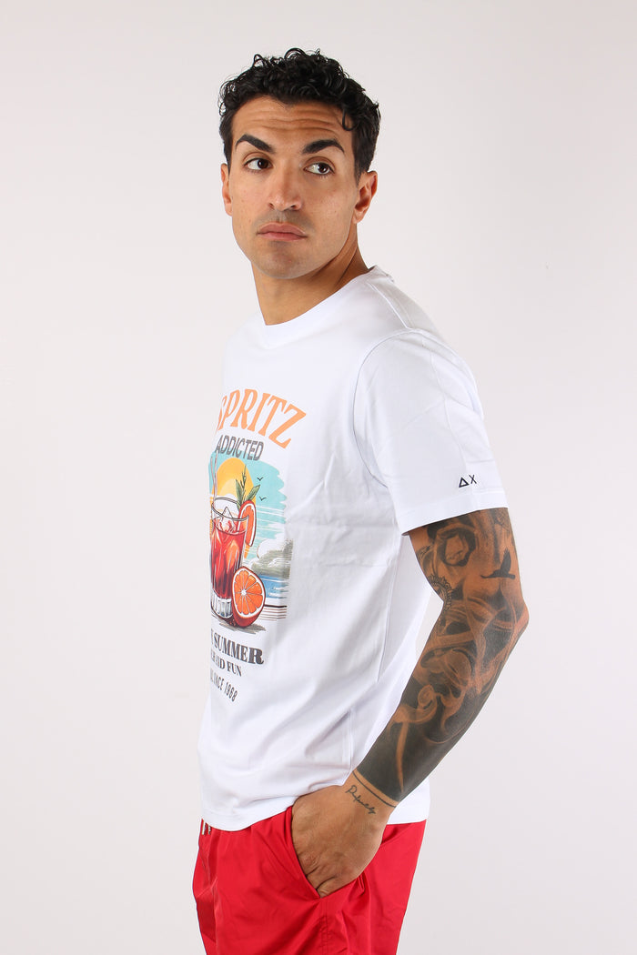 T-shirt Maxi Stampa Bianco/azzurro-6