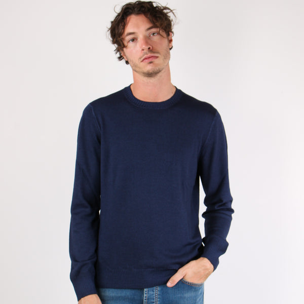 Maglia Lana Effetto Lavato Blu-2