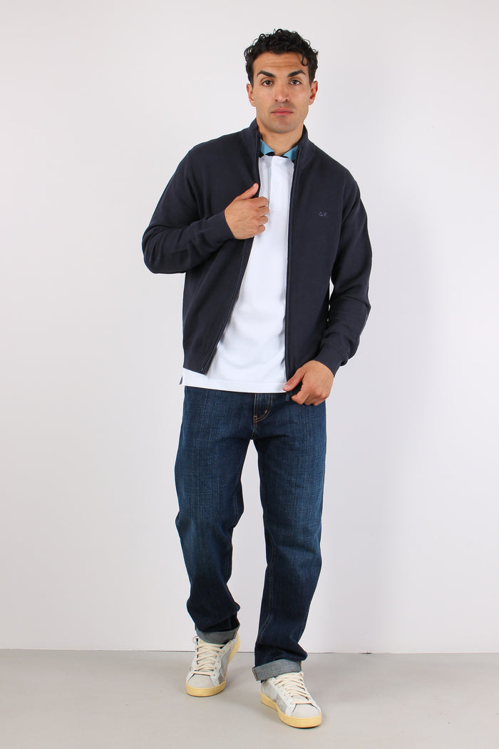 Full Zip Punto Riso Navy Blue-3