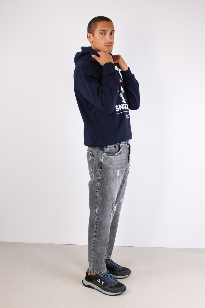 Felpa Cappuccio Maxi Stampa Navy Blue-6