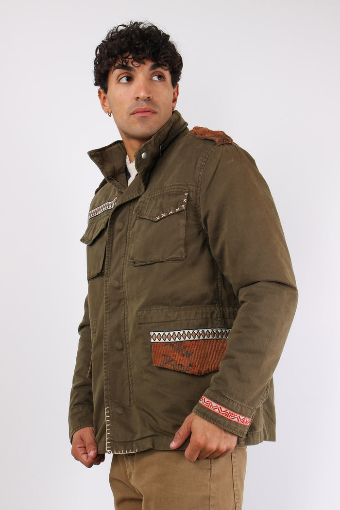 Giubbotto Sahariano Toppe Militare-7