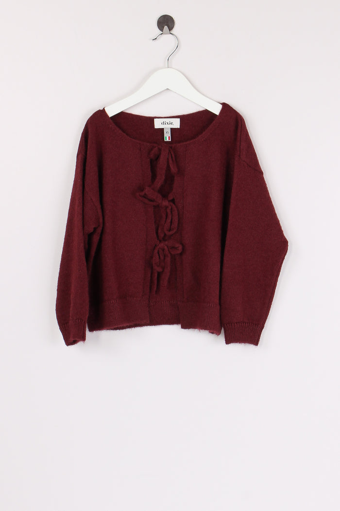 Cardigan Chiusura Fiocco Wine Berry