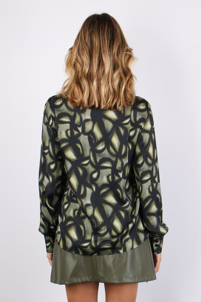 Camicia Fluida Tie Dye Dark Green-4