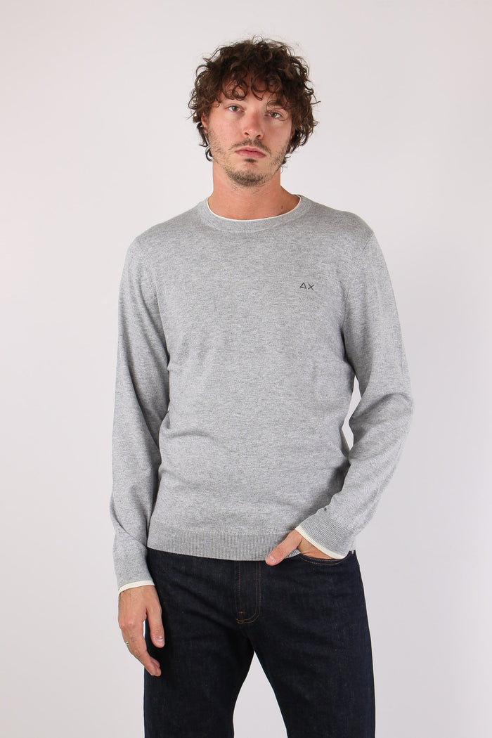 Maglia Girocollo Profilo Contrasto Grigio