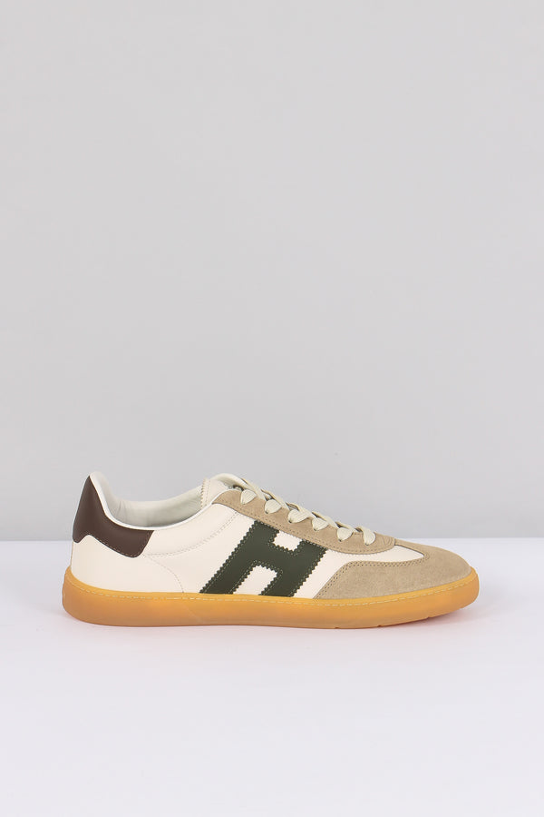 Sneaker Cool Pelle Bianco/sabbia/verde