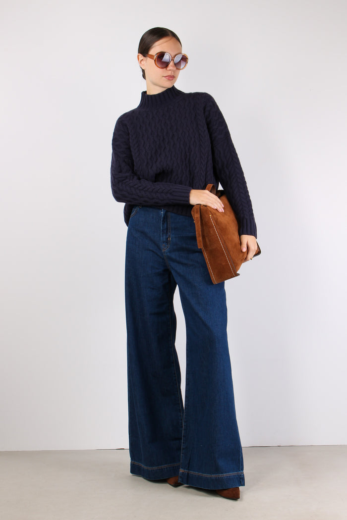 Yard Maglia Over Trecce Blu-6