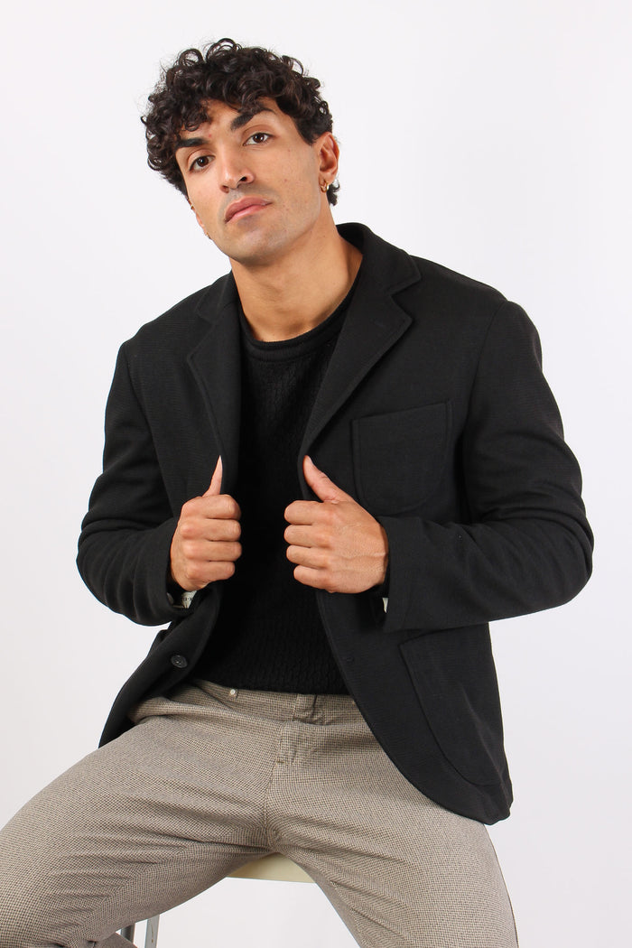 Giacca Basica Tasche Nero-3