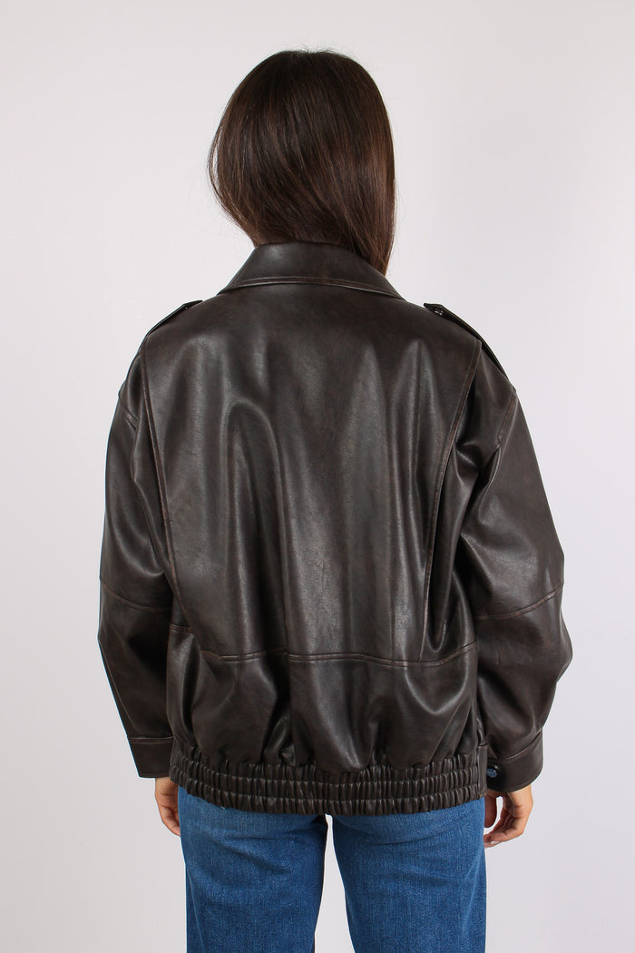 Giubbotto Ecopelle Invecchiato Light Chocolate-5