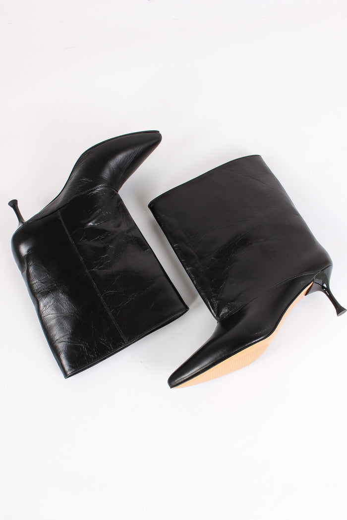 Stivaletto Tubo Pelle Nero-4