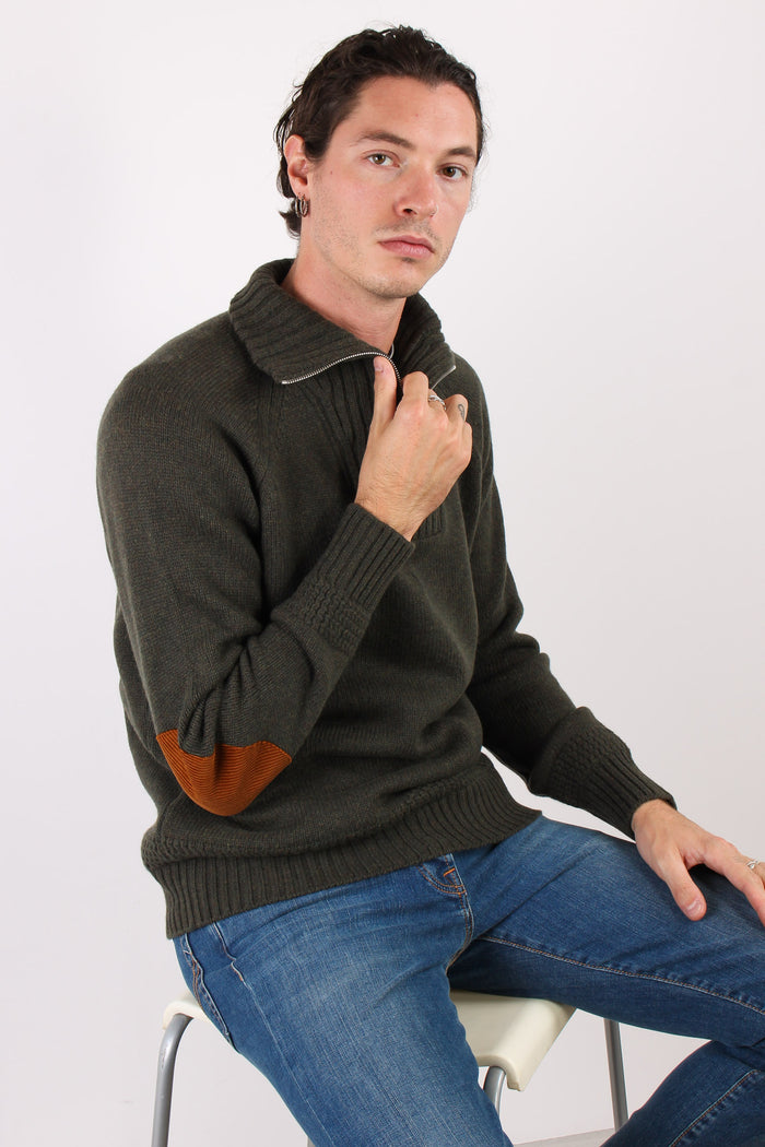 Mezza Zip Tasca Velluto Militare-4