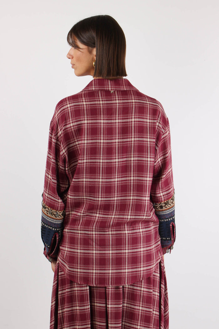 Camicia Etnica Check Rosso-4