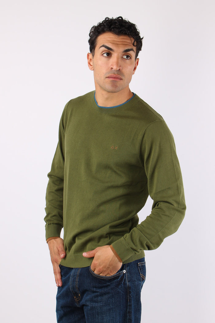 Maglia Collo Contrasto Verde-6