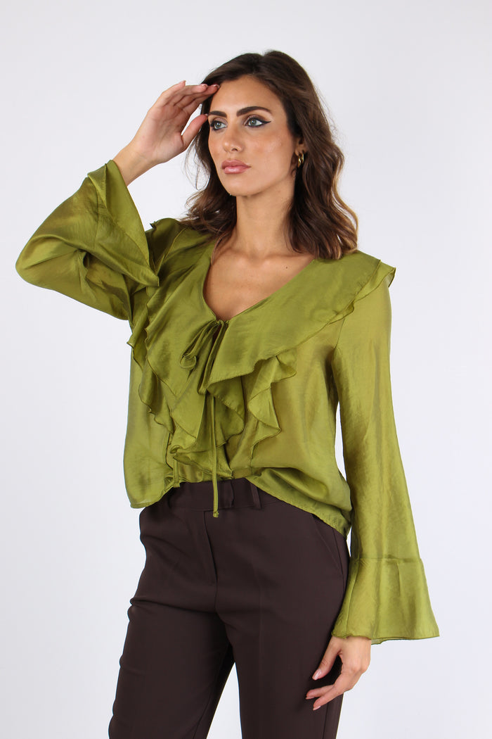 Camicia Rouge Mussola Verde Acido-3