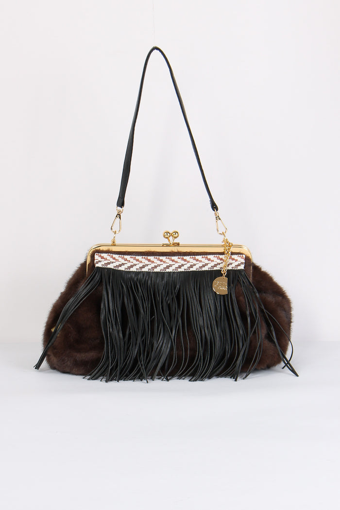 Pochette Visone Frange Glam/rust