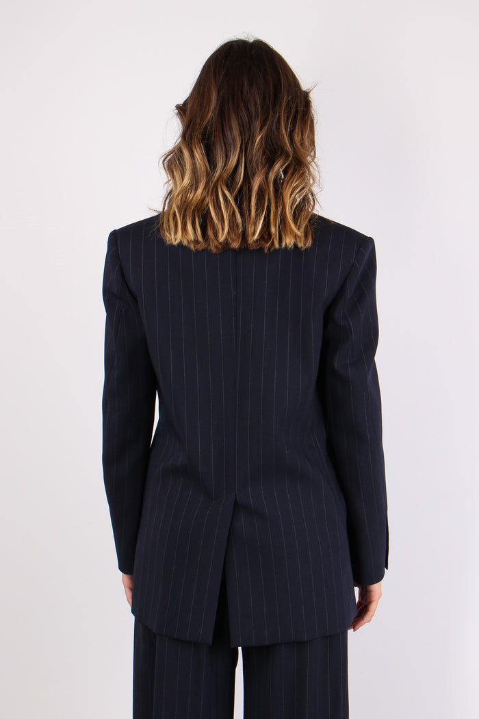 Rapisardi Giacca Over Gessata Blu/bianco-5