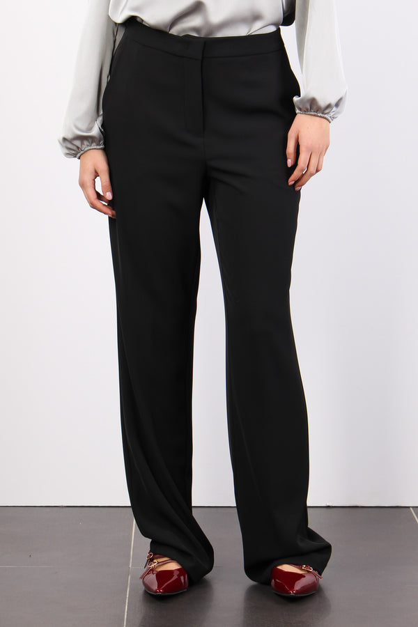 Pantalone Fluido Dritto Nero-2