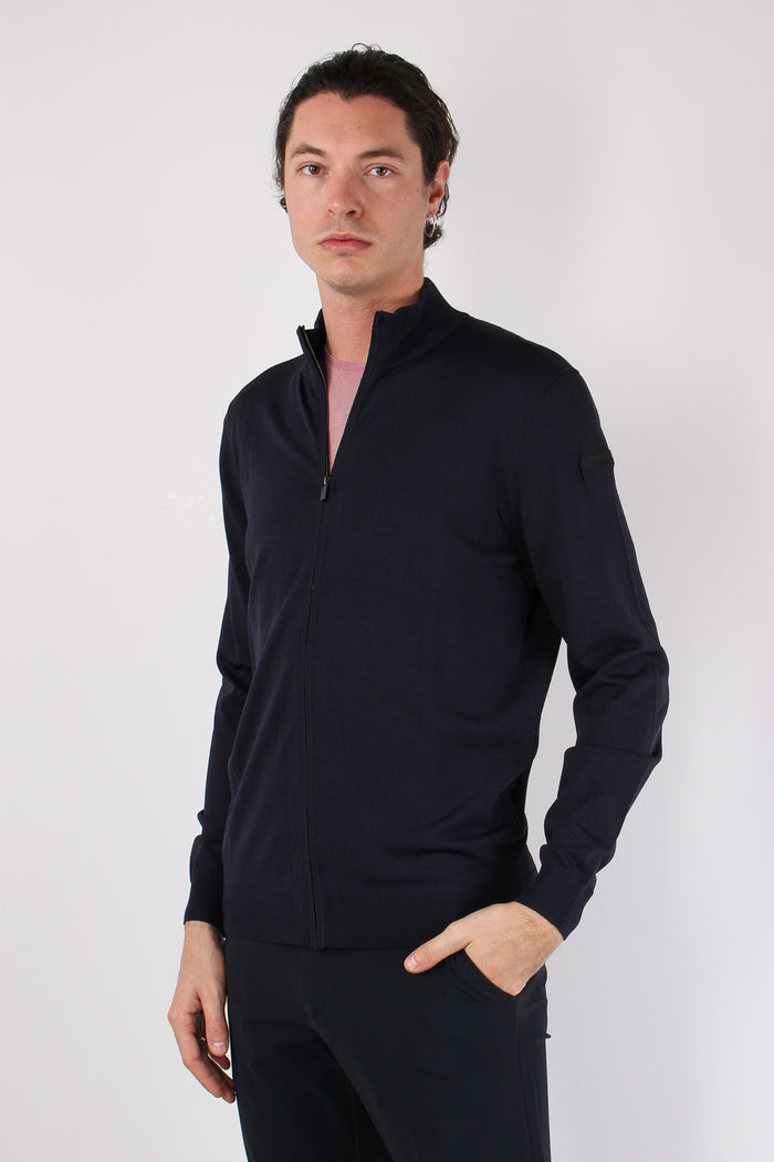 Maglia Full Zip Tessuto Tecnico Blue-7