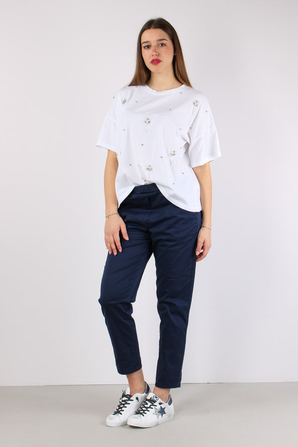 T-shirt Applicazione Fiore Cri Bianco