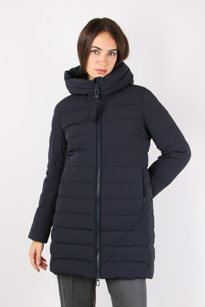 Piumino Lungo Trapunta Blu Scuro-3