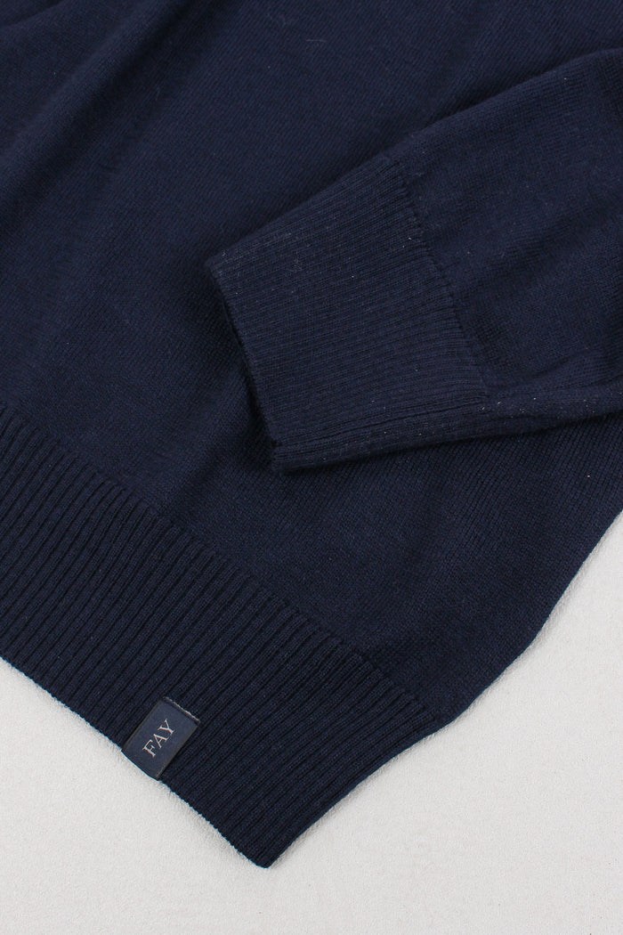 Maglia Girocollo 100% Lana Blu Navy-6