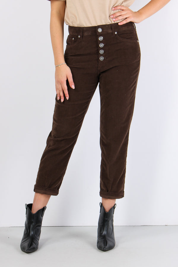 Koons Pantalone Velluto Mille Cioccolato-2