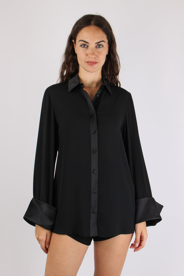 Camicia Bimateriale Black-2