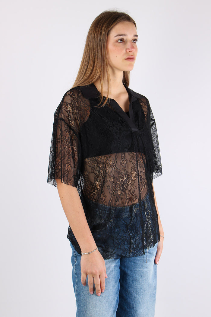 Polo Manica Corta Pizzo Nero-8