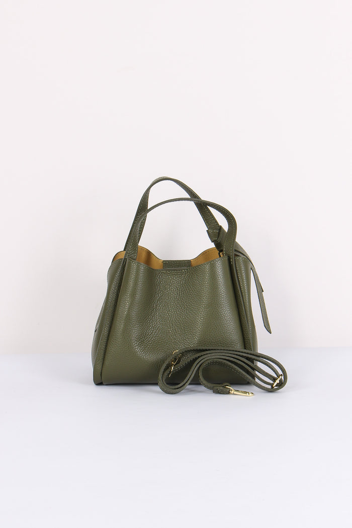 Mini Shopping Fiocco Vera Pell Militare-3