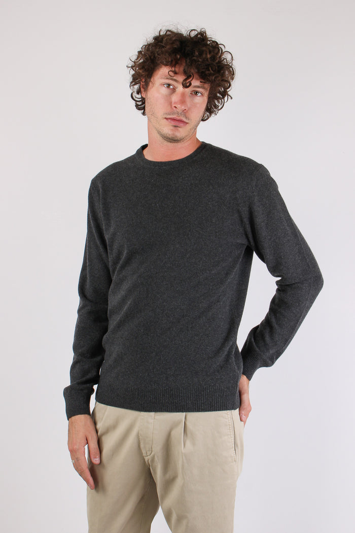 Maglia Girocollo Rasato Misto Lana Antracite-2