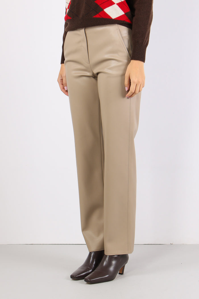Mllpalude Pantalone Ecopelle Tortora-6