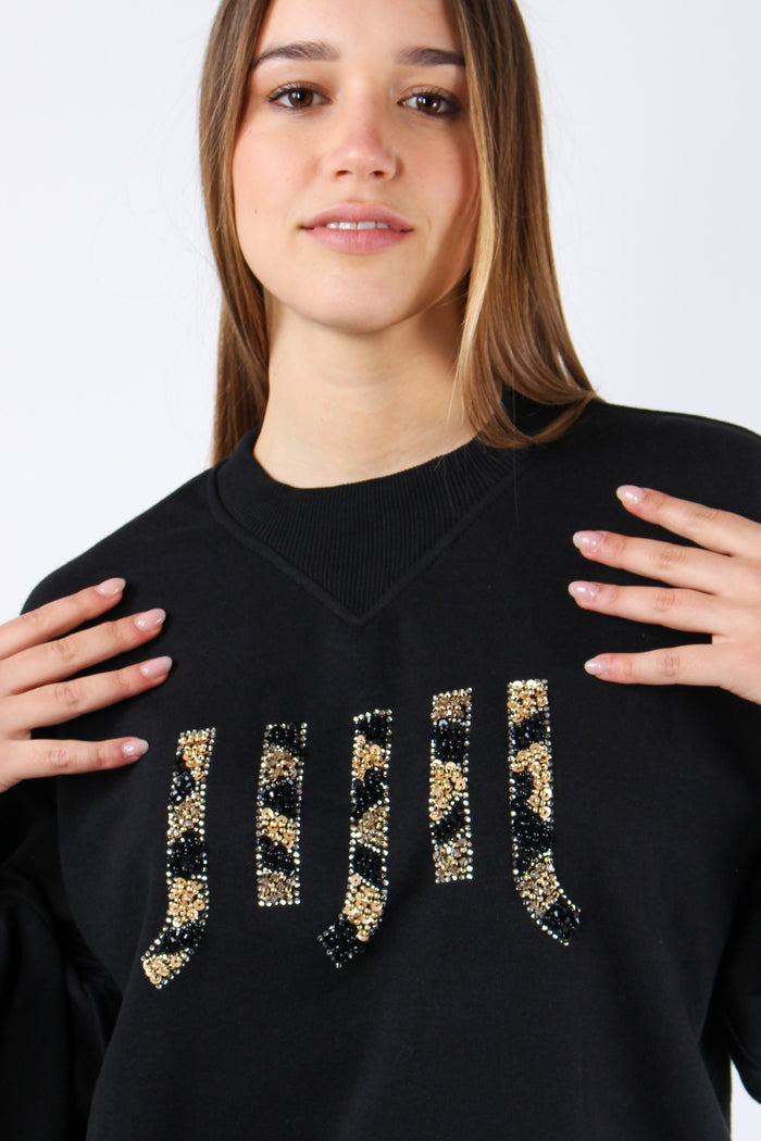 Felpa Logo Strass Black-6