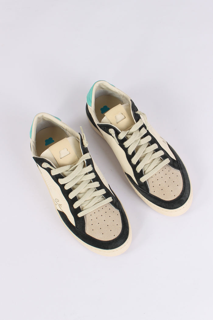 Sneakers Bimateriale Tela Beige/black-6