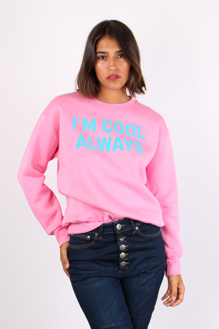 Felpa Ricamo Im Cool Always Rosa/azzurro