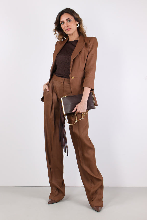 Pantalone Misto Lino Cuoio