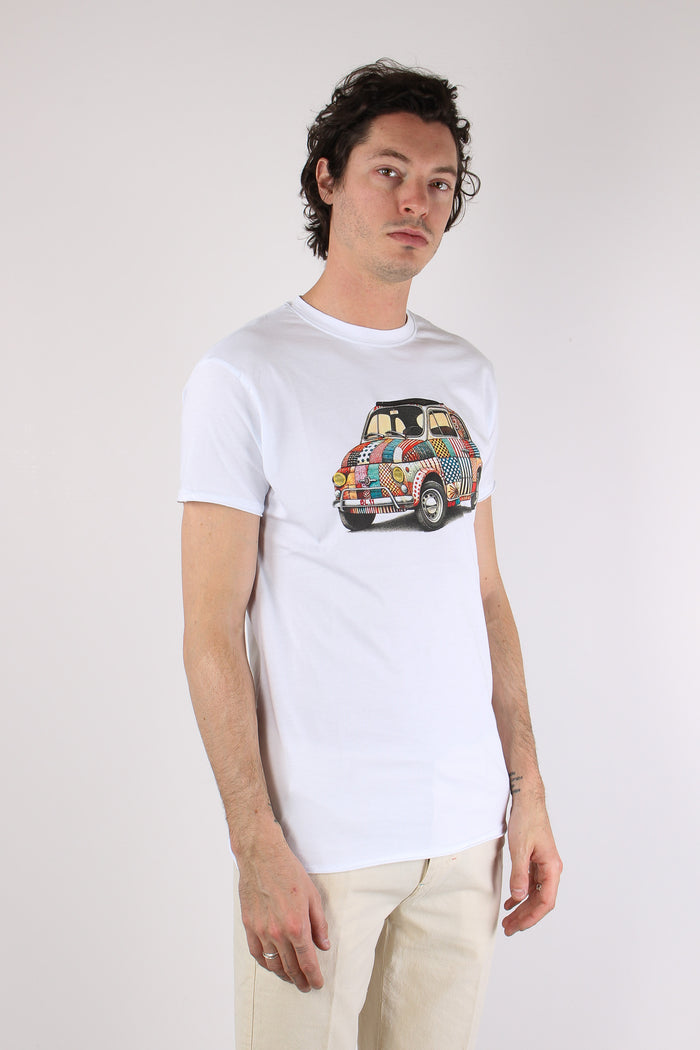 T-shirt Patch Fiat 500 Bianco-7